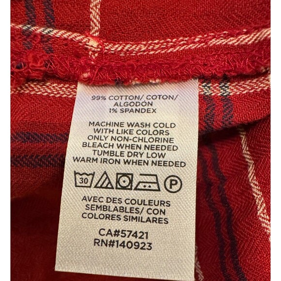 NWT LOFT Tie Neck Puff Sleeve Red Plaid Blouse Sz S Peasant Casual Comfort - Picture 11 of 11